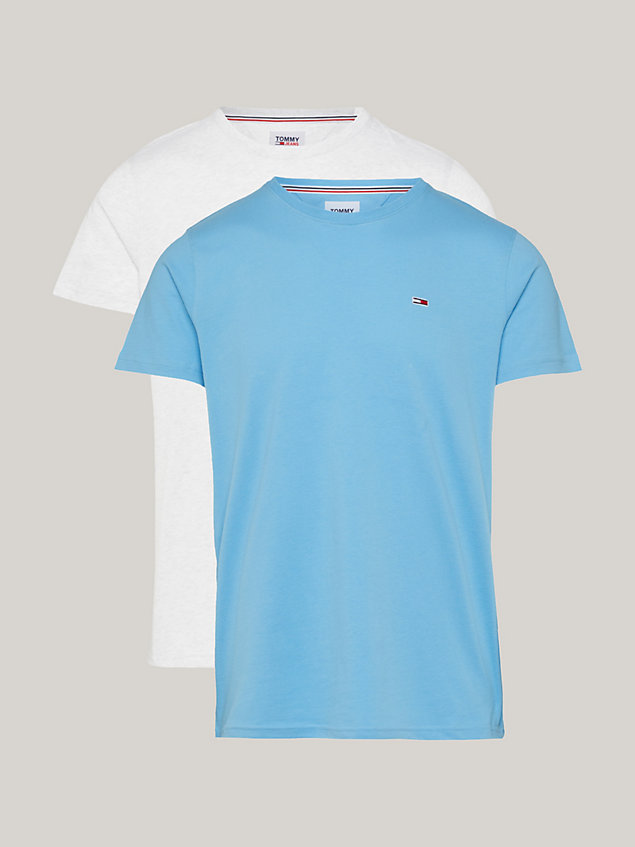2 pack t-shirt essential slim fit in jersey blue da uomo tommy jeans