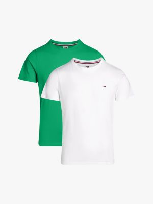 2 pack t-shirt extra slim fit in jersey verde da uomini tommy jeans