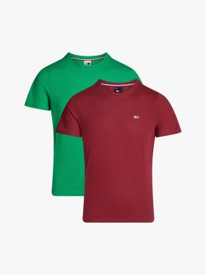 red 2-pack extra slim fit jersey t-shirts for men tommy jeans