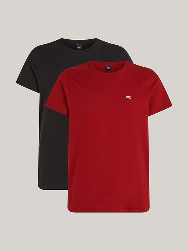 red exclusive set van 2 extra slim t-shirts voor heren - tommy jeans