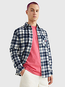 white check relaxed fit corduroy shirt for men tommy jeans