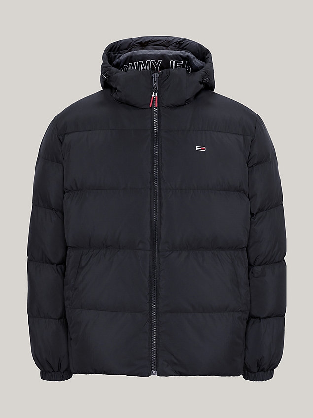 black essential casual hooded recycled down jacket for men tommy jeans