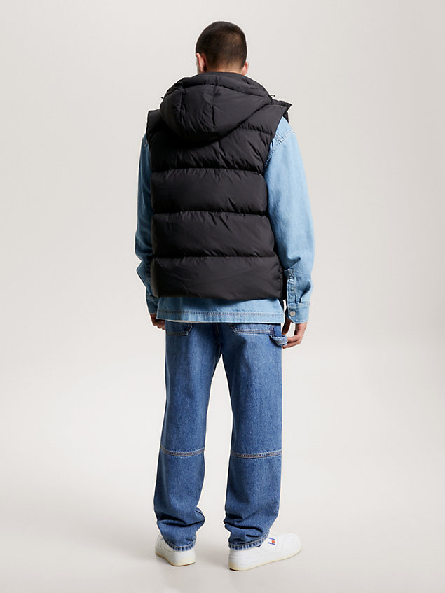 black essential casual hooded recycled down vest for men tommy jeans