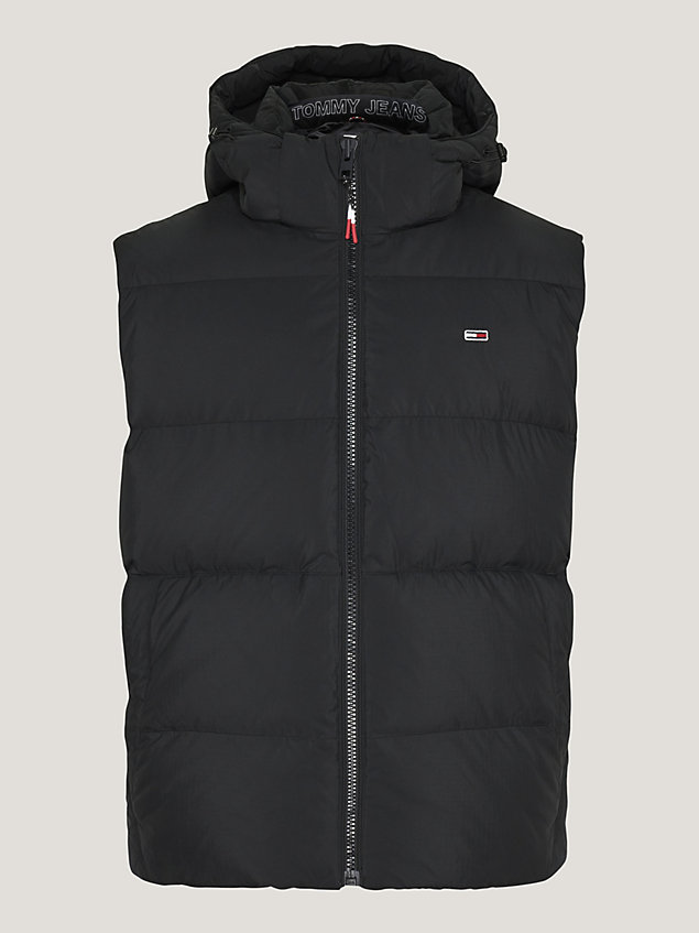 black essential casual hooded recycled down vest for men tommy jeans