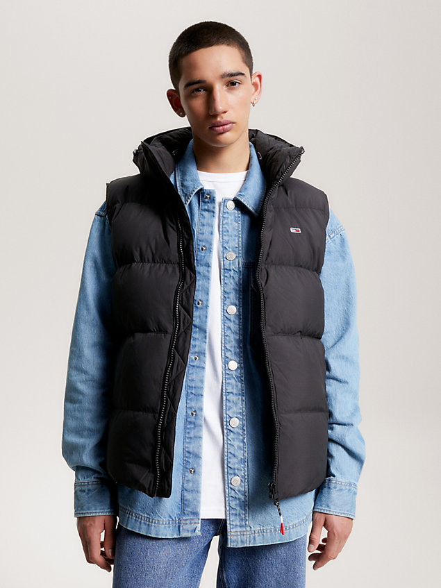  essential casual hooded recycled down vest for men tommy jeans