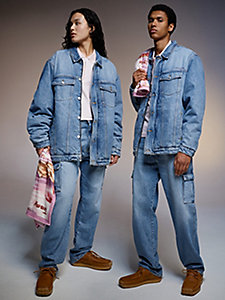 blau tommy jeans x martine rose genderneutrale jeansjacke für herren - tommy jeans