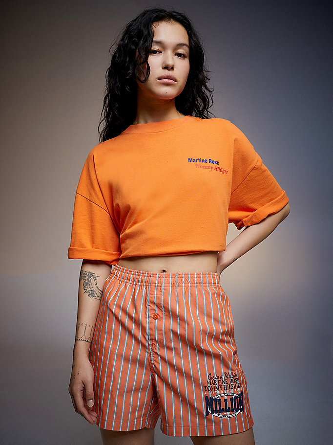 oranje tommy jeans x martine rose oversized t-shirt voor heren - tommy jeans