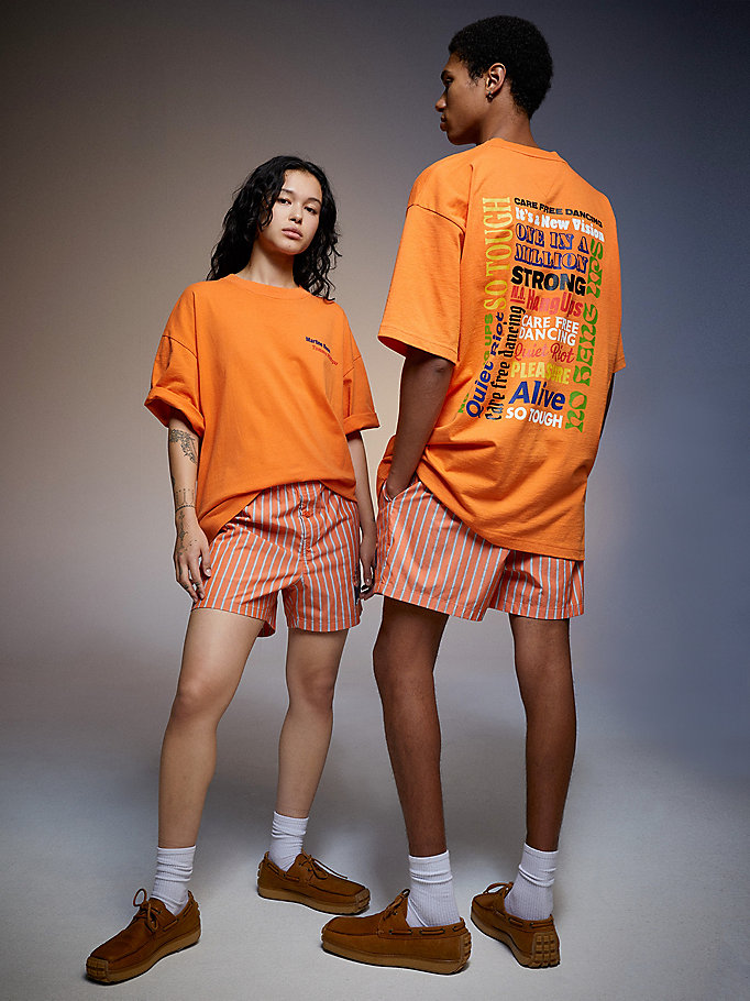 oranje tommy jeans x martine rose oversized t-shirt voor heren - tommy jeans