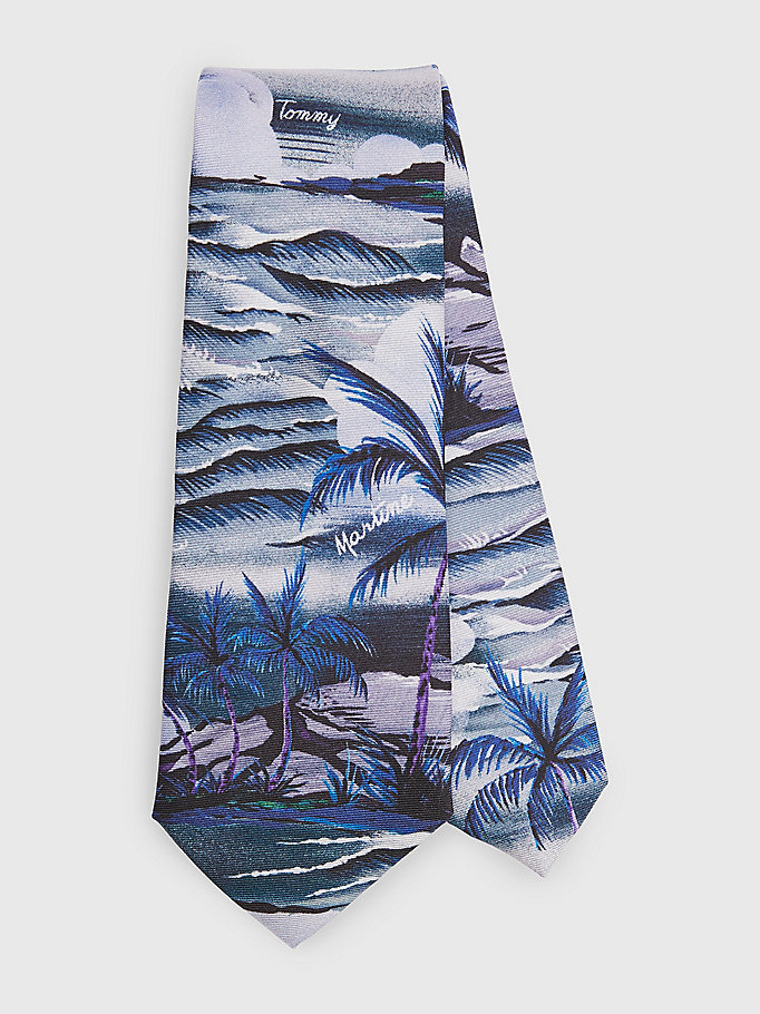 blue tommy jeans x martine rose silk hawaii print tie for men tommy jeans
