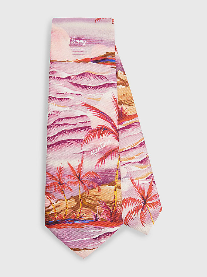 pink tommy jeans x martine rose silk hawaii print tie for men tommy jeans
