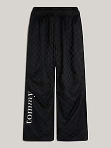 black checkerboard jacquard parachute joggers for men tommy jeans