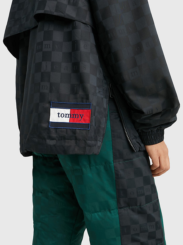 BLACK Checkerboard Popover Track Jacket for men TOMMY JEANS