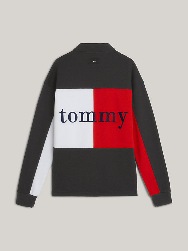 BLACK Colour-Blocked Long Sleeve Polo for men TOMMY JEANS