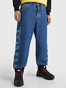 jean baggy aiden à logo imprimé au laser denim pour hommes tommy jeans