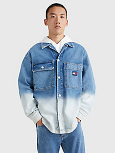 denim oversized ombré denim shirt jacket for men tommy jeans