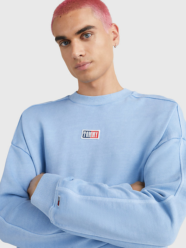 PEARLY BLUE Oversized Organic Cotton Sweatshirt for men TOMMY JEANS