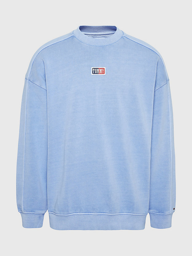 PEARLY BLUE Oversized Organic Cotton Sweatshirt for men TOMMY JEANS