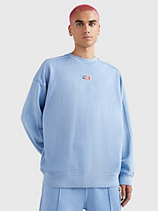 blue oversized organic cotton sweatshirt for men tommy jeans