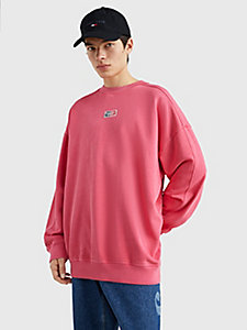 red oversized organic cotton sweatshirt for men tommy jeans