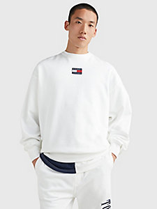 white comfort fit archive sweatshirt for men tommy jeans