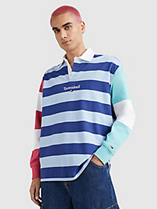 blue oversized rugby shirt for men tommy jeans