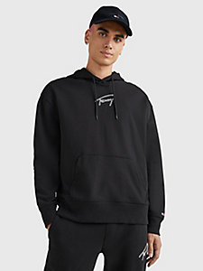 black signature logo relaxed fit hoody for men tommy jeans