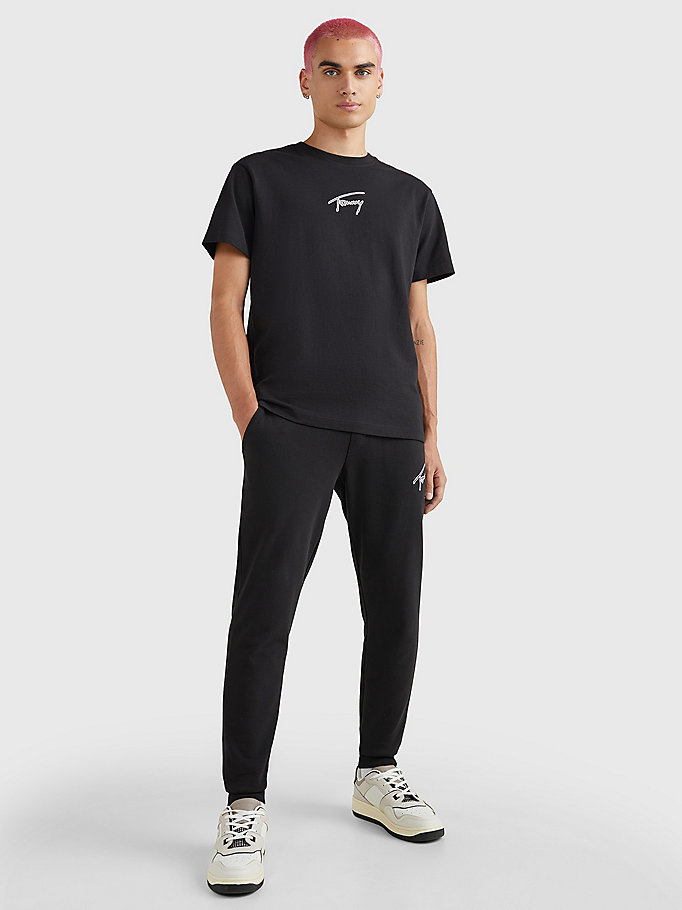 black signature cuffed joggers for men tommy jeans