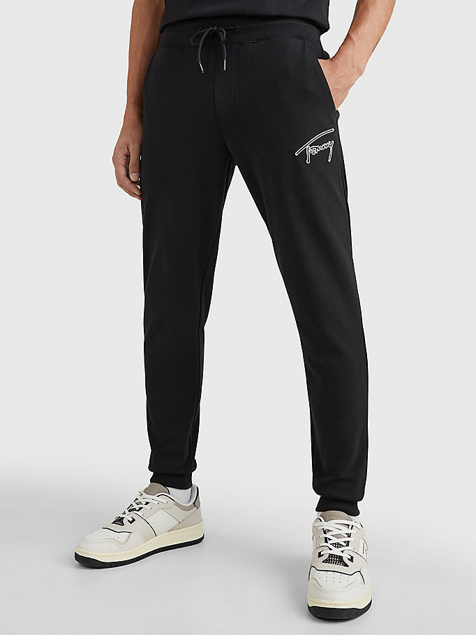 black signature cuffed joggers for men tommy jeans