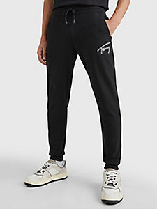 schwarz signature jogginghose mit bündchen für herren - tommy jeans