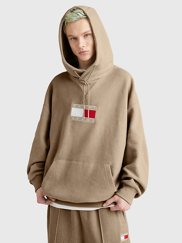 MEDIUM TAUPE Washed Terry Hoody for men TOMMY JEANS