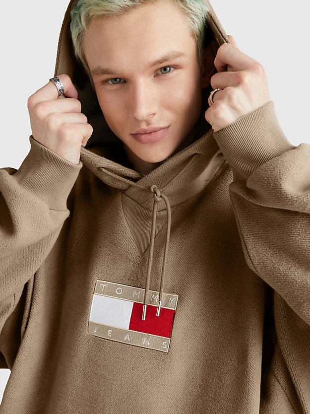 MEDIUM TAUPE Washed Terry Hoody for men TOMMY JEANS