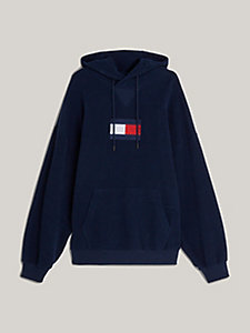 blue washed terry hoody for men tommy jeans
