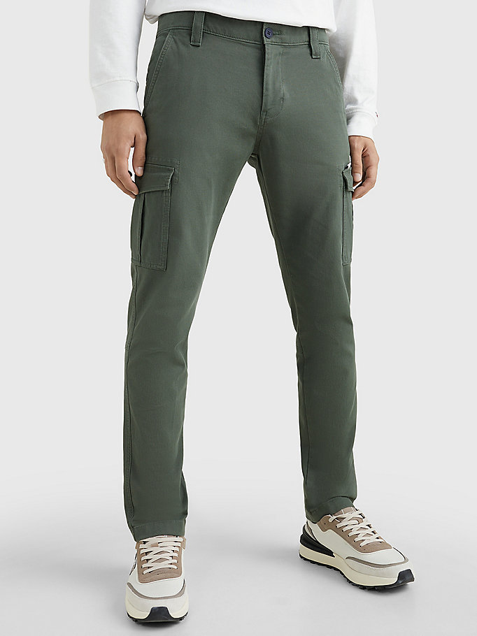 green scanton slim cargo trousers for men tommy jeans