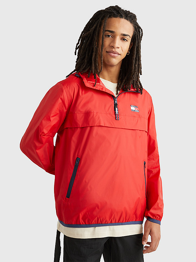 coupe-vent popover chicago compressible rouge pour hommes tommy jeans