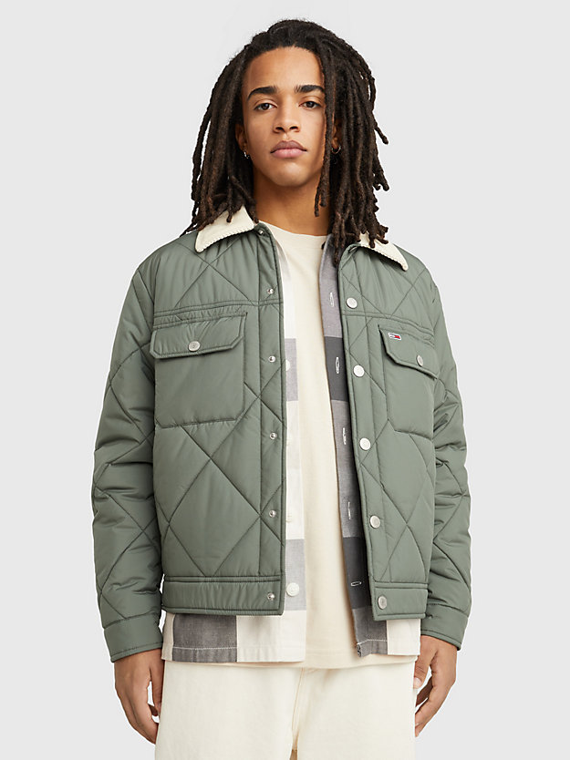 AVALON GREEN Relaxed Quilted Trucker Jacket for men TOMMY JEANS