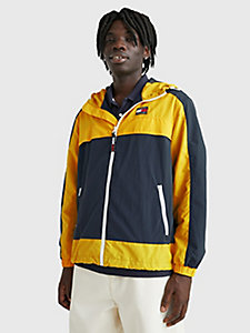 giacca a vento chicago con motivo color block giallo da uomo tommy jeans