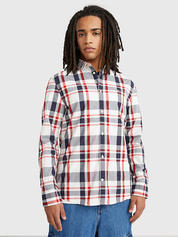 TWILIGHT NAVY / WHITE MID CHECK Essential Classic Fit Check Shirt for men TOMMY JEANS