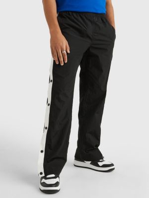 schwarz jogginghose mit druckknöpfen am bein für herren - tommy jeans