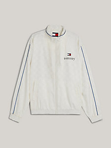 veste de survêtement mixte à motif monogramme blanc pour hommes tommy jeans
