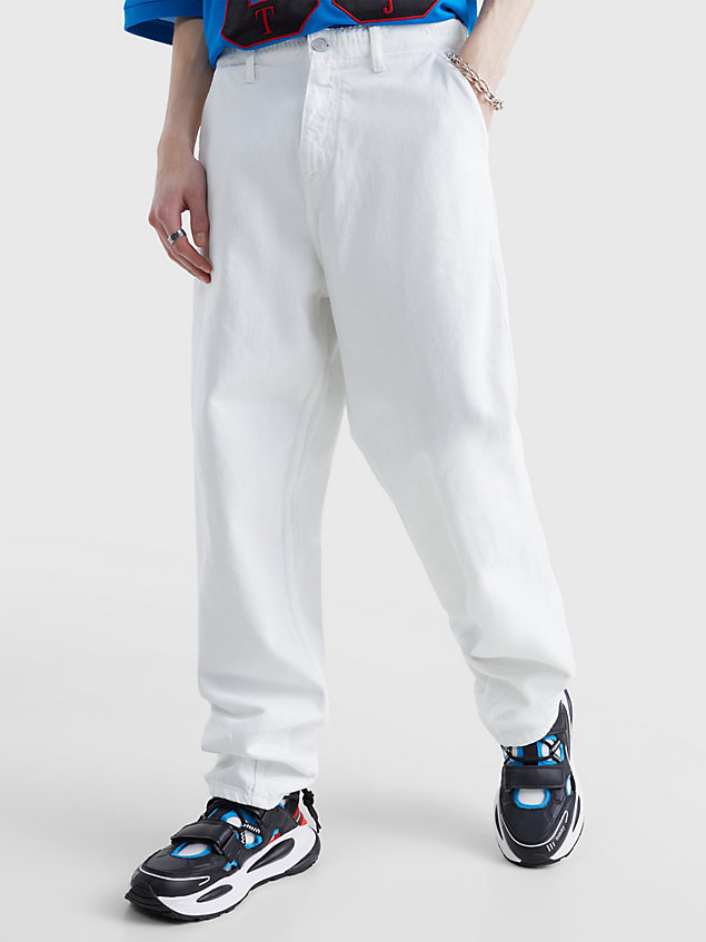 pantaloni dual gender in denim white da uomo tommy jeans