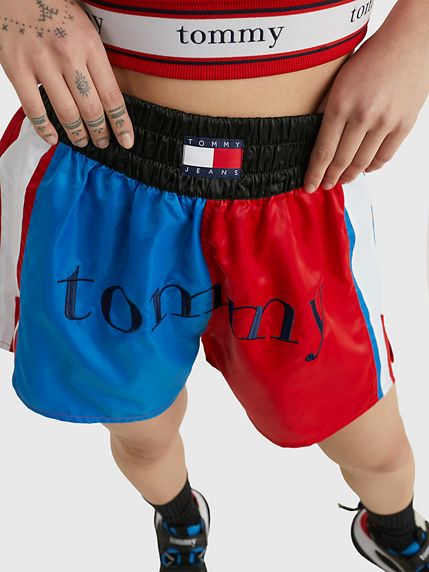 DEEP CRIMSON Sateen Colour-Blocked Dual Gender Boxer Shorts for men TOMMY JEANS