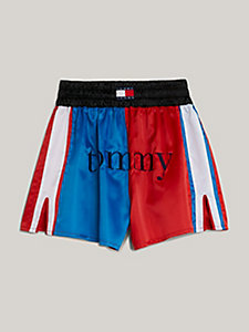 boxer shorts dual gender color block in raso rosso da uomo tommy jeans