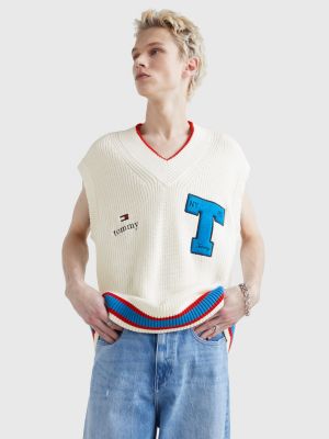 Varsity Letter Dual Gender Sweater Vest WHITE Tommy Hilfiger