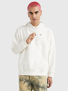 sweat à capuche exclusive à logo blanc pour hommes tommy jeans