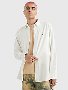 Mode Chemises Chemises à manches longues Tommy Hilfiger Chemise \u00e0 manches longues brun-blanc cass\u00e9 motif ray\u00e9 