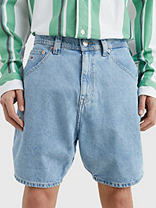 shorts aiden baggy fit in denim sbiadito denim da uomo tommy jeans