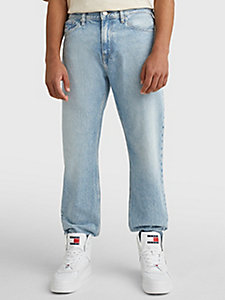 jeans ethan relaxed fit dritti con scoloriture denim da uomo tommy jeans