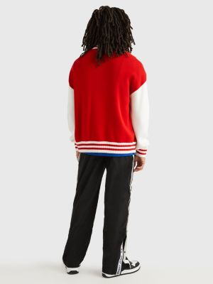 DEEP CRIMSON / MULTI College Oversized Relaxed Bomber Jacket for men TOMMY JEANS
