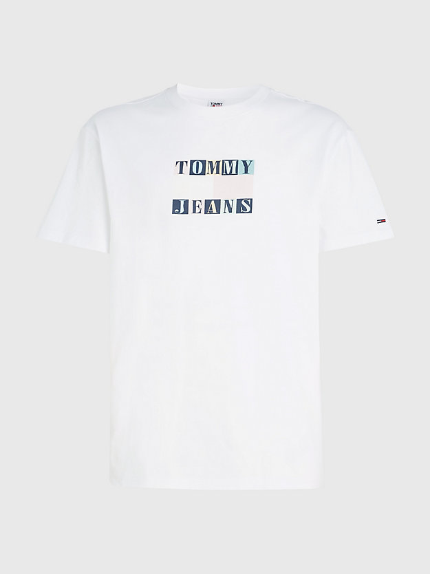 WHITE Classic Fit T-Shirt mit Pastell-Grafik für Herren TOMMY JEANS