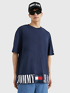 blue graphic oversized fit t-shirt for men tommy jeans